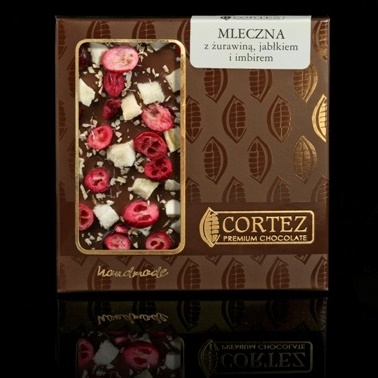 CZEKOLADA MLECZNA ŻURAWINA, JABŁKO, IMBIR 85 G